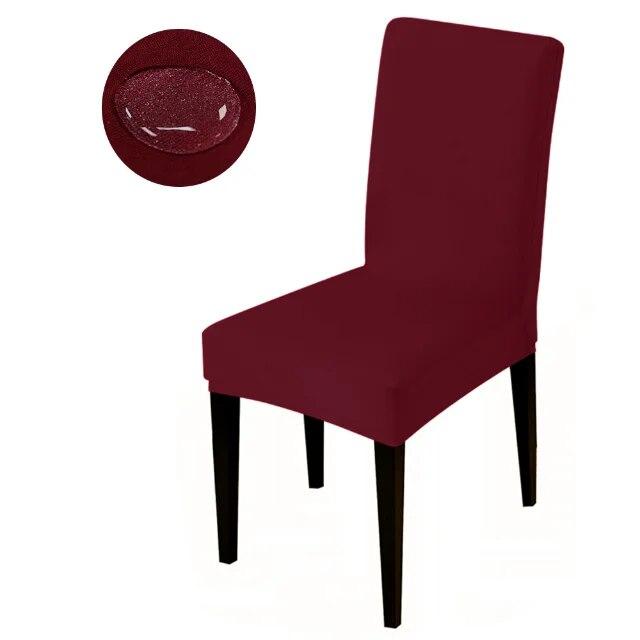Waterproof Elastic Chair Cover Dining Room Solid Color Chair Slipcover Spandex Removable Chair Seat Cover for Kitchen Wedding