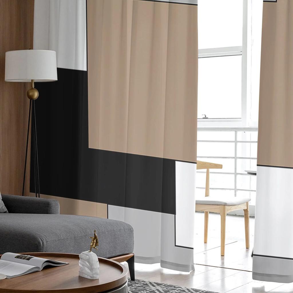 Mosaic Abstract Printed Sheer Curtains for Bedroom Living Room Balcony Summer Home Decor Tulle Window Dressing