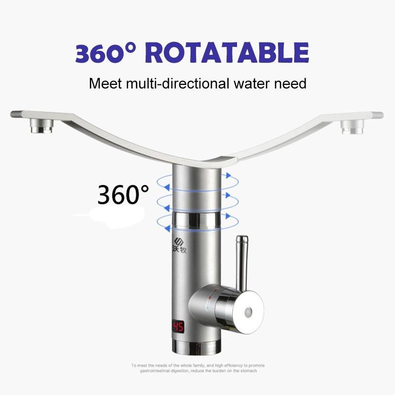 3000W 360° Rotatable Electric Instant Water Heater Tap Electric Hot/Cold Water Faucet Tankless Bathroom Kitchen Heating  Faucet