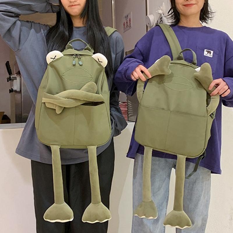 Cute Frog Backpack College Student Personalized Large Capacity Book Storager Cartoon School Bag