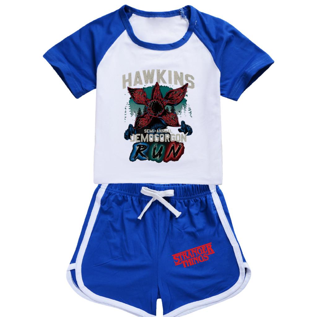5383 Kinder Jungen Mädchen Demogorgon Print T-Shirt Shorts Sport Trainingsanzug Kleidung Set