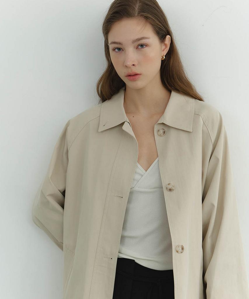 GNOHNOEY Classic Half Trench Coat (Beige)