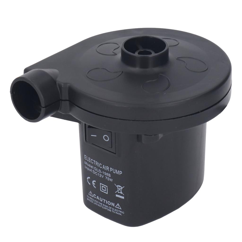 Electric Air Pump 75W Low Noise Portable Inflator Deflator Pump with 3 Nozzle DC12V