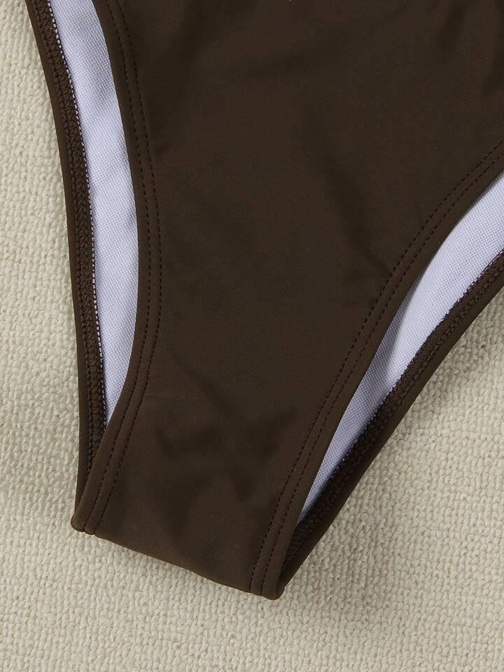 A18 Sexy European & American Solid Color Bandeau Bikini Set