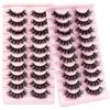 10 paires de faux cils à tiges rigides, imitation poil de vison naturel, style ébouriffé, désordonné, recourbé et épais