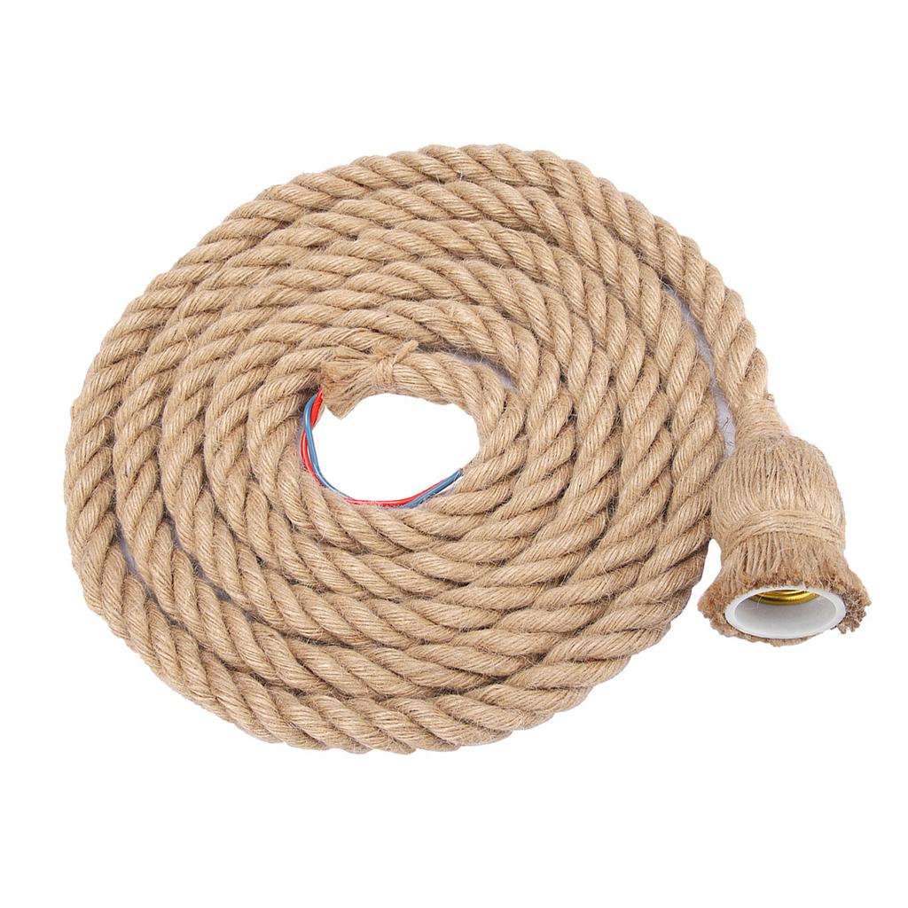2m E27 Vintage Hemp Rope Ceiling Light Base Pendant Lamp Bulb Holder 85 265V