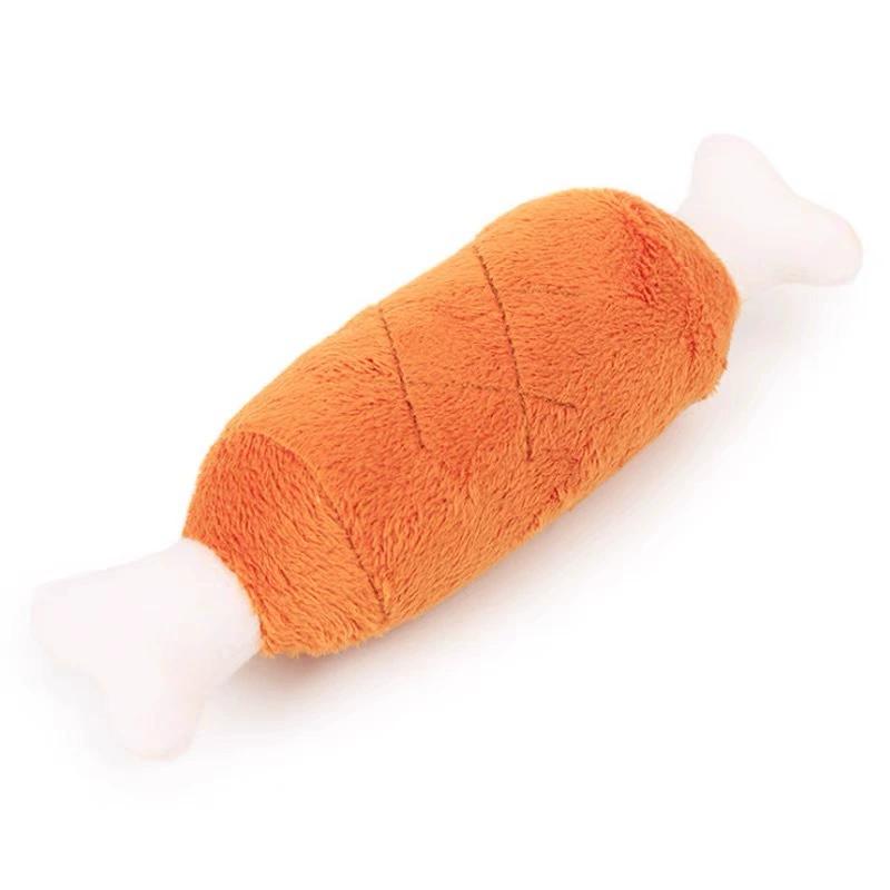 

Chicken Leg Shape Pet Toy for Dogs and Cats Squeaky Chew Toy with Fun Sound Durable Chewing Toys for Pets оранжевый