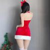 Christmas Costume Santa Sexy Lingerie Bow Tie Sexy Extreme Disguise Sleeveless Costume Outfit Cute Moe Photography Stockings 3 Piece Set [RPFLQ]