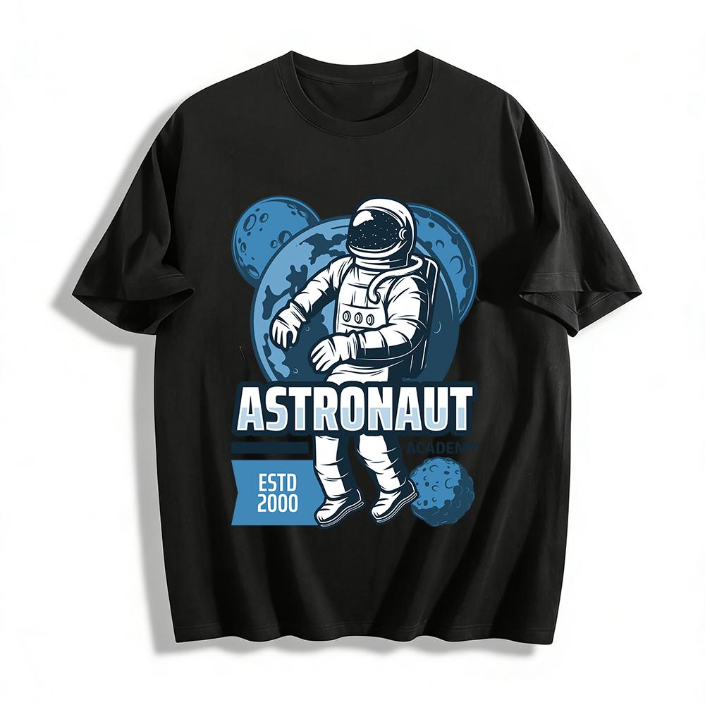 Vintage Astronaut Academy Graphic Casual Unisex T-Shirt Pure cotton T-shirt XXS