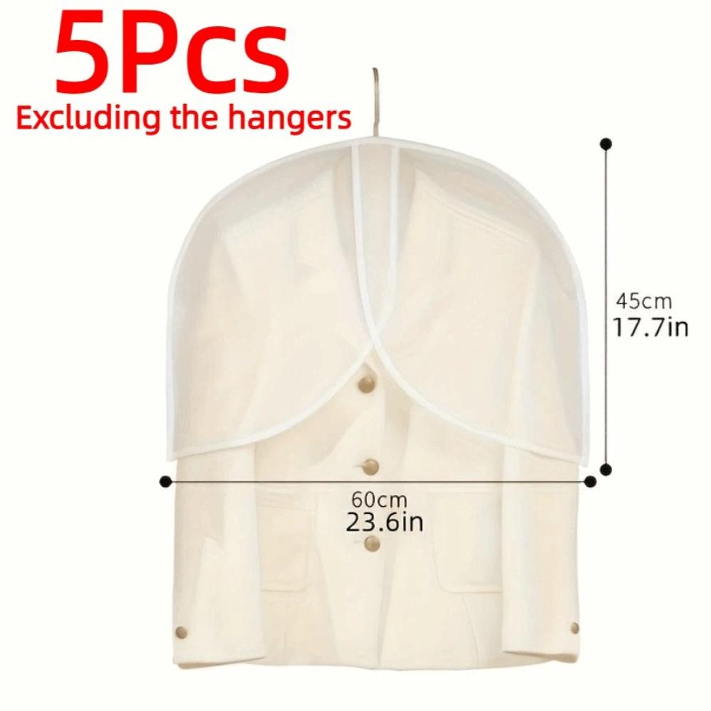 5Pcs Moistureproof Hanging Suit Cover Dustproof Garment Protectors Bedroom Storage
