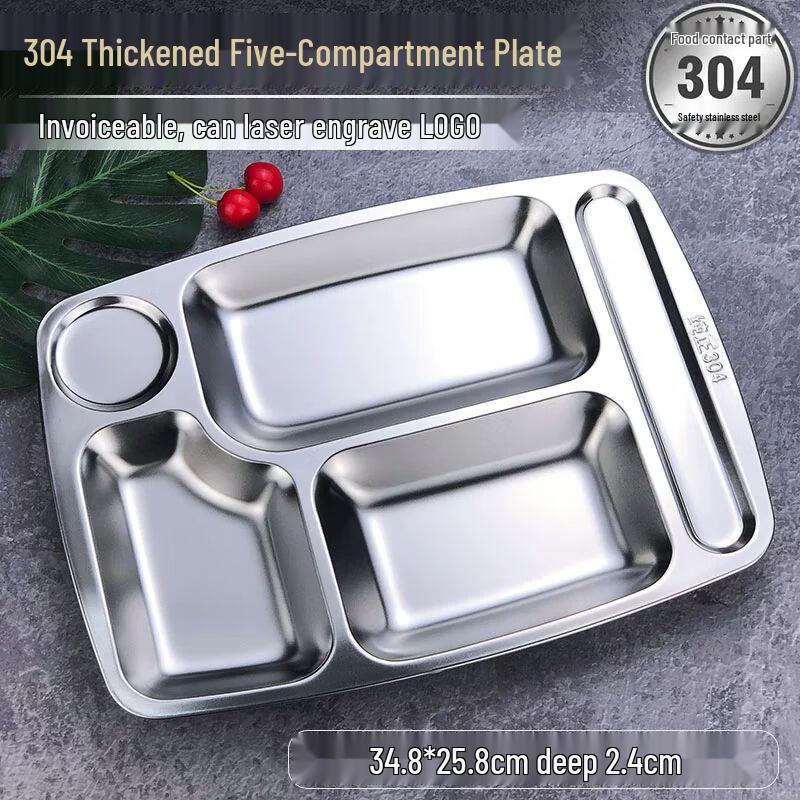304 Stainless Steel Rectangular 3-Compartment Lunch Tray