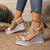 Mode 2025 neue Damen Sandalen Bunte Perlen Klobige Plateau Sandalen Dicke Sohle Rutschfeste Schuhe Frau Böhmischer Stil Keilsandalen Damen
