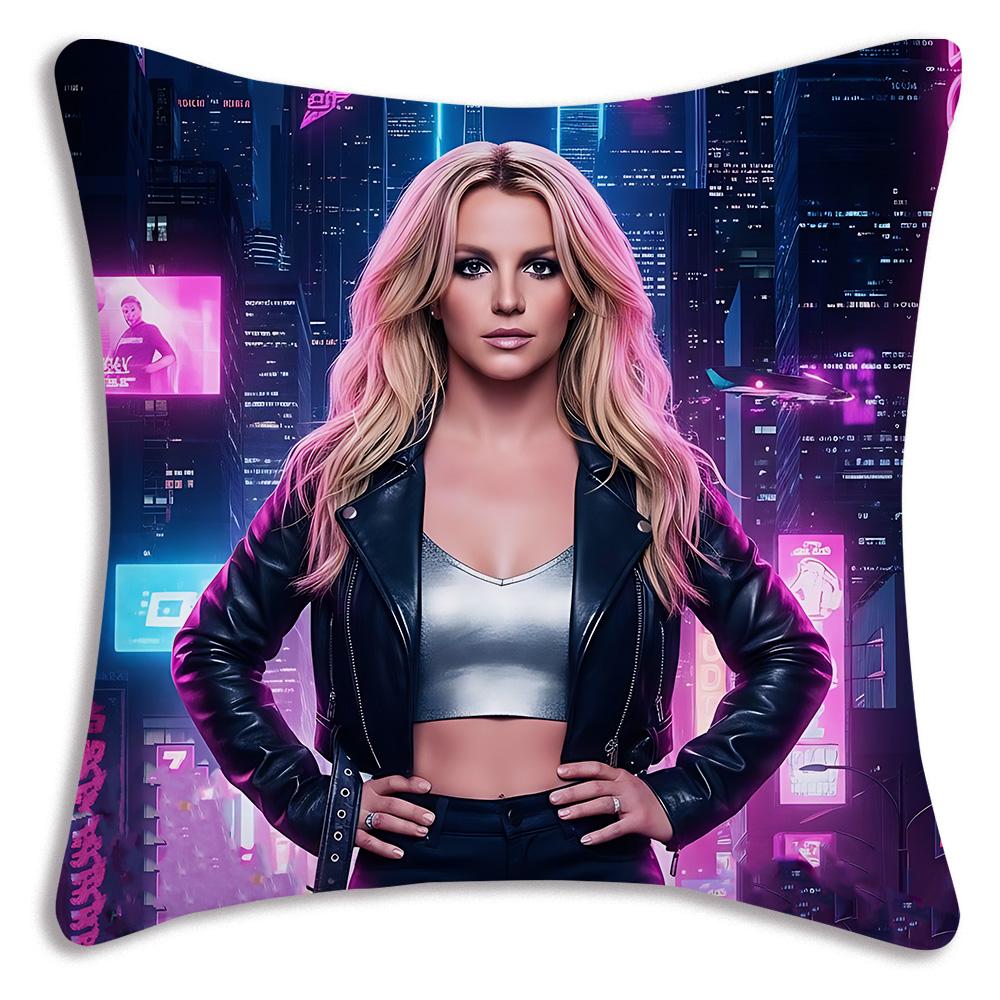 Star d-De Britneys-Spears Singer Pillow Covers Cartoon Sofa Decorative Home Double-sided Printing Short Plush Cute Cushion Cover