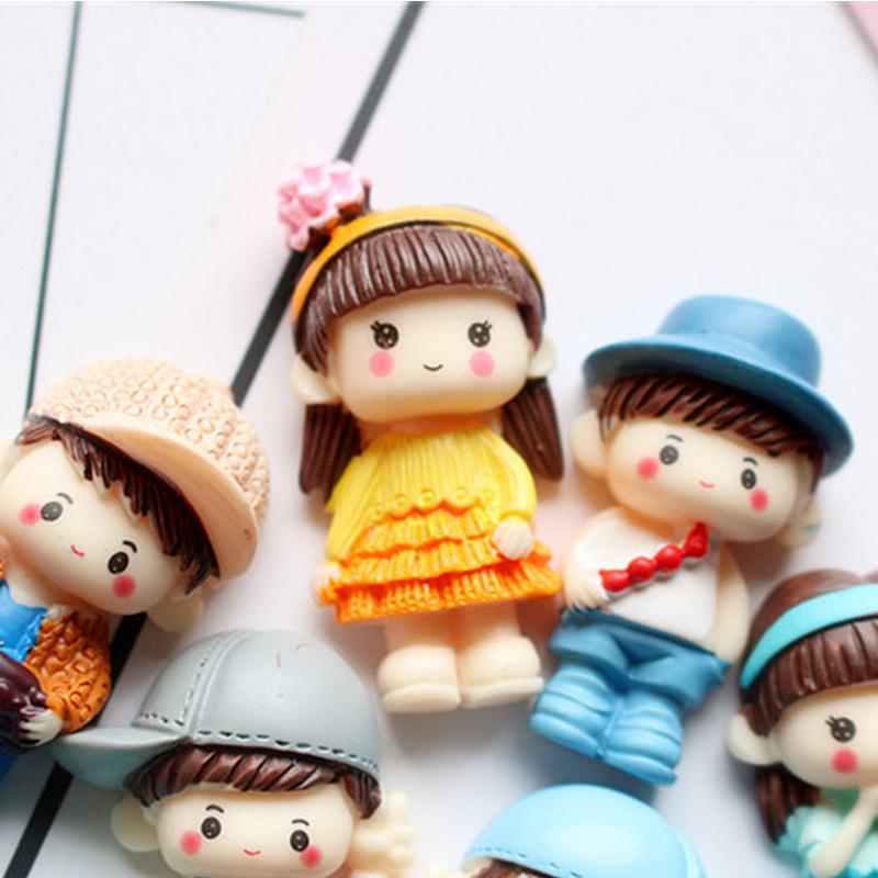 1PC Cute Cartoon Resin Boy Girl Child Cream Mobile Phone Case Laptop DIY Decoration Sticker for Students Phone Accessories