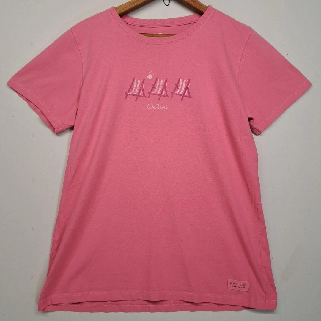 Life Is Good Womens Medium Classic Fit T Shirt Pink We Time Beach 3XL
