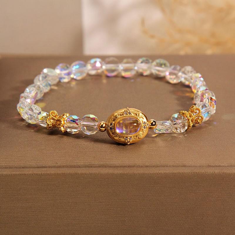 Elegant Irregular Faceted Crystal Bracelet: High-End Light Luxury Beads for Good Luck - Perfect Gift for Friends