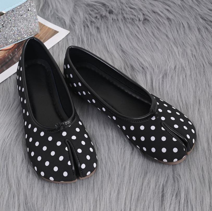 Spring Summer Women's Flat Shoes Pig Toe Slippers Lazy Person Horse Hoof Shoes Rubber Upper Plain Shoes Autumn Ballet Flats Shoe
