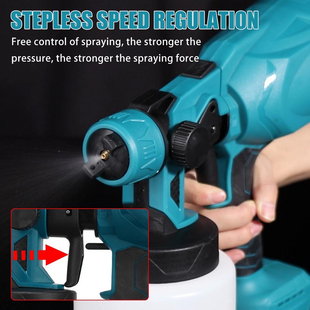 1500W 800ML 88VF Pistola elétrica sem fio com 3 bicos de controle de fluxo Aerógrafo Pulverizador de tinta de alta potência