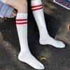 Japanese JK Striped Long Socks Women Girls Cotton Black White Knee High Stockings Students Cute Solid Color Long Tube Socks