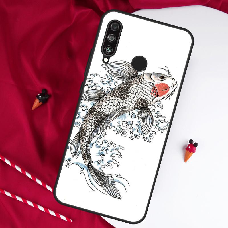 Koi Carp Fish Painting For Huawei Nova Y61 Y91 Y73 Y72 Y90 Y70 Y60 12s 12i 11i 8i 9 10 SE P60 P30 Pro P40 Lite Case