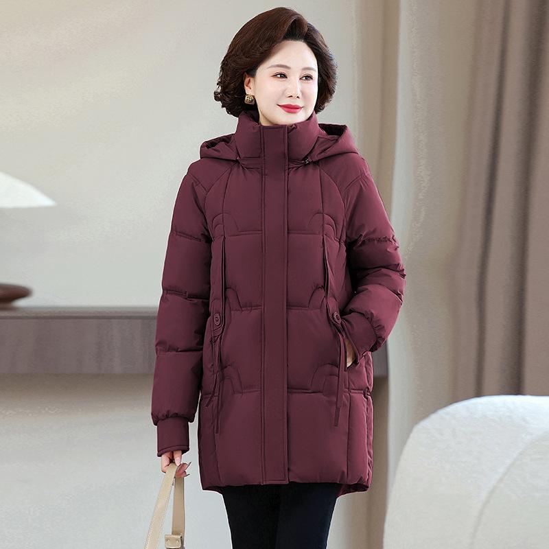 Medium and the Elderly Women's Large Size Winter Clothes New Thickened Cotton-padded Clothes Fashion Mother Medium and Long Warm Jacket Jacket