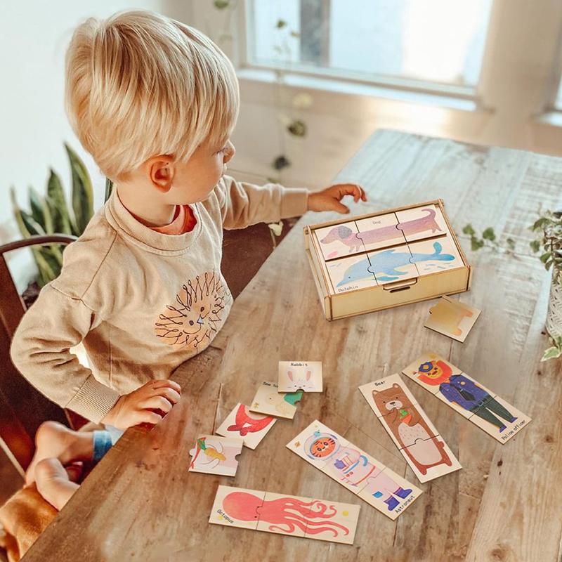 Educational Montessori Toys For Babies Wooden Cartoon Animal Puzzle Series Baby Animal Cognition Game Hand And Foot Exercise Toy