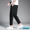 Men's Ice Silk Nine-Point Casual Summer Pants - Loose, Straight, and Trendy All-Match Suit Pants