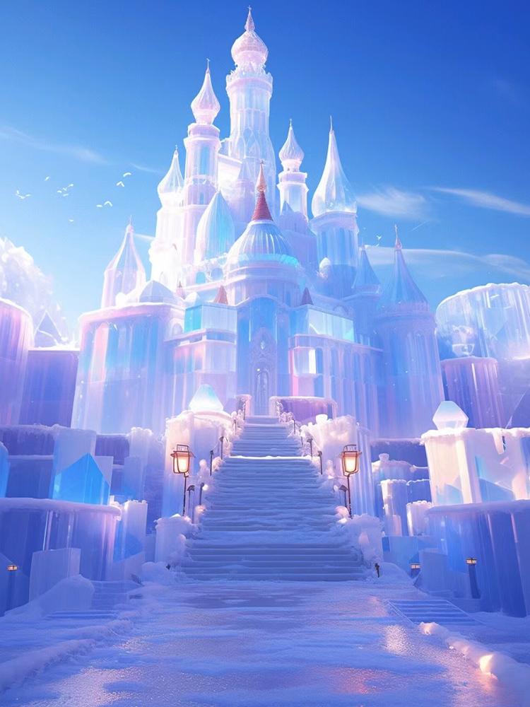 DIY 5D Full Round Diamond Embroidery Castle Painting House Mosaic Cross Embroidery Landscape Winter Picture Decoration