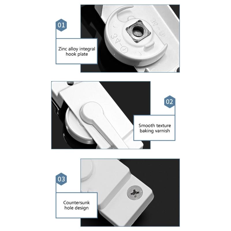 Pack of 4 Sliding Window Sash Lock for Vertical and Horizontal Window White Sturdy Aluminum Alloy Materials Daily Use