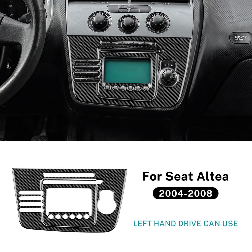 For Seat Altea 2004 2005 2006 2007 2008 Real Soft Carbon Fiber Sticker LHD Car Central Air CD Panel Trim Interior Accessories