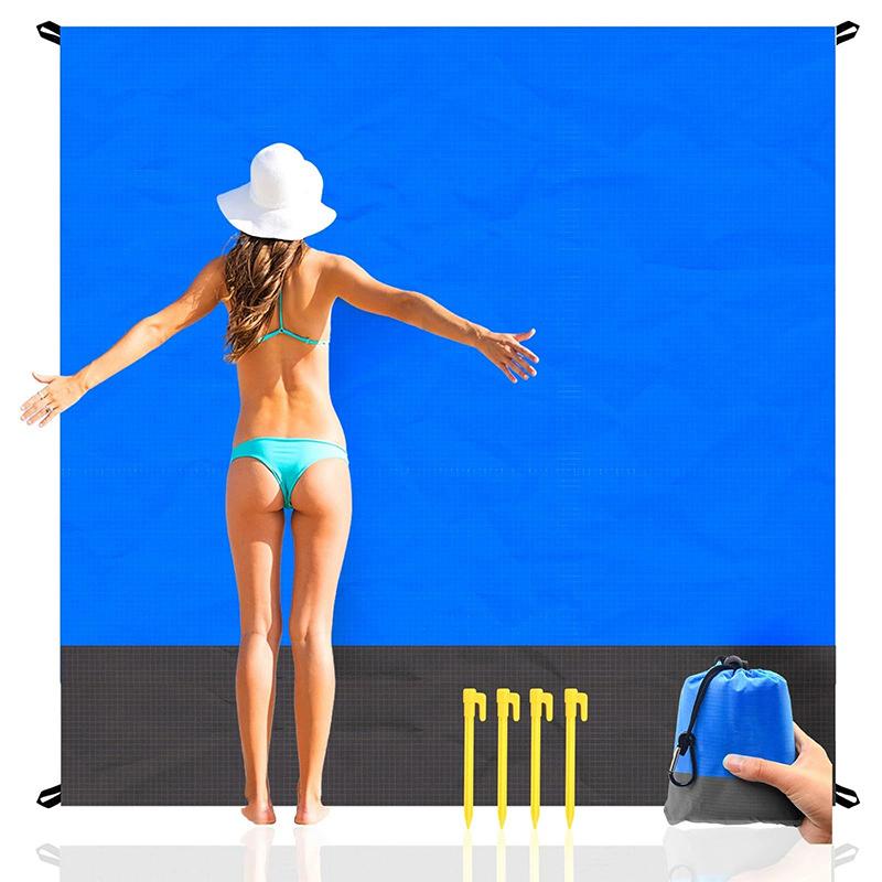 Sandproof Portable Beach Blanket, Waterproof Foldable Large Lightweight Mat for Picnic & Camping