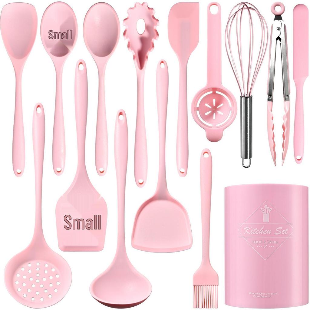 Non-Slip Silicone Cooking Set: High-Temp Resistant Soup Ladle, Stir-Fry Spatula, and Pot Spoon