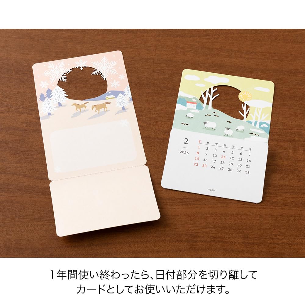 Midori 2026 Calendar, Desktop, Seasonal Calendar, Limited Edition, with Bookmark, Landscape Design, 31369006