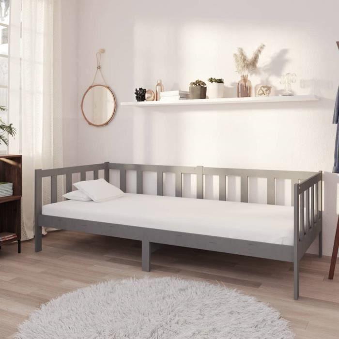 VidaXL Daybed with Mattress 90x200 Cm Grey Solid Pine Wood 3083626