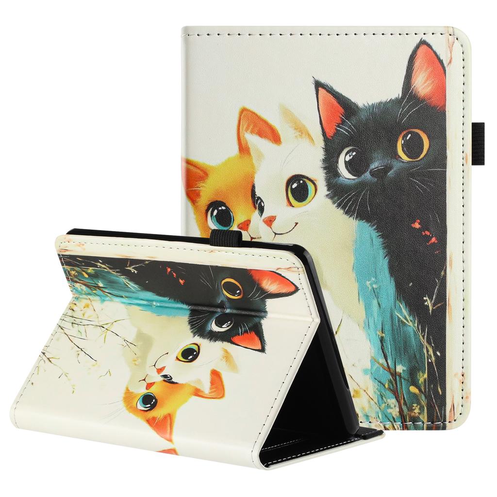 For Amazon Kindle Paperwhite 6 (2024) Tablet Case Litchi Texture Pattern Printing Leather Cover Auto Sleep/Wake with Card Holder