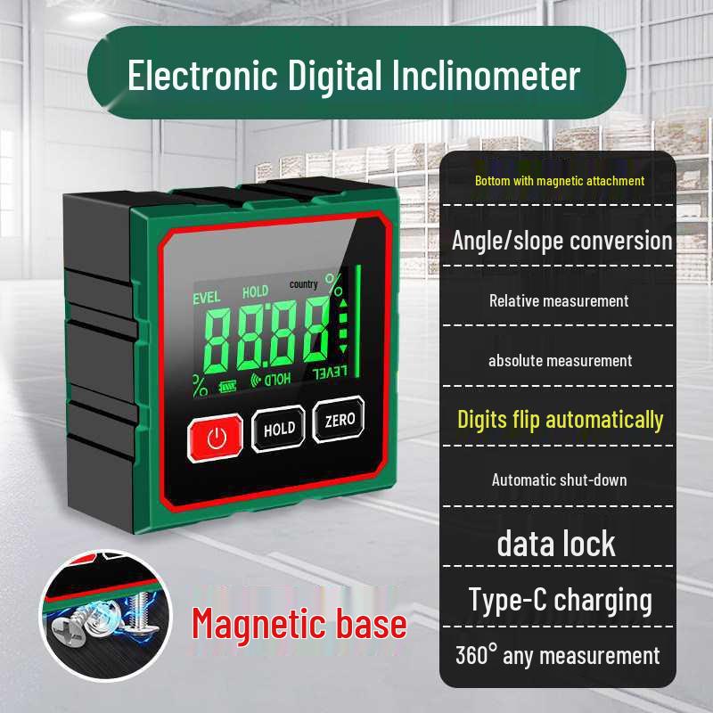 Multi-Functional Laser Inclinometer with Infrared Digital Display and Magnetic Level