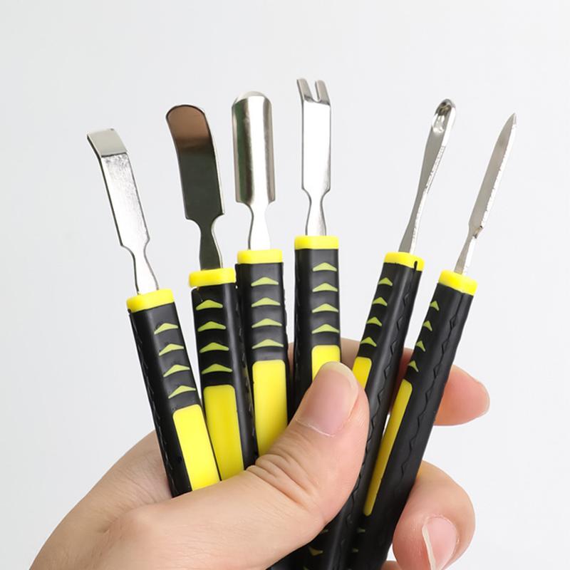 6 STÜCKE metall brecheisen aufbrechen reparatur kit handy notebook doppelkopf metall stecker haushalts handwerkzeug-set