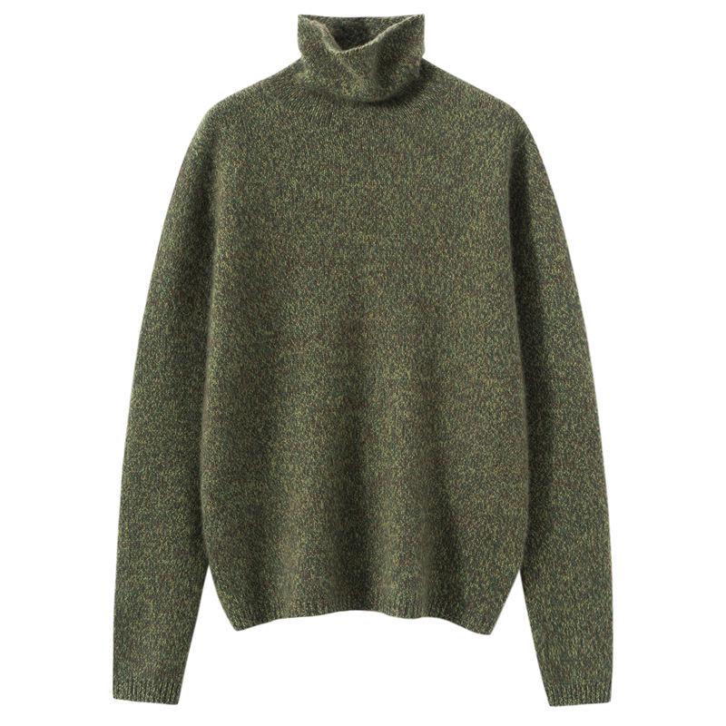 Women's High-Neck Cashmere Sweater: Autumn/Winter, Fancy Yarn, Loose, Thick, Long Sleeve Base Layer