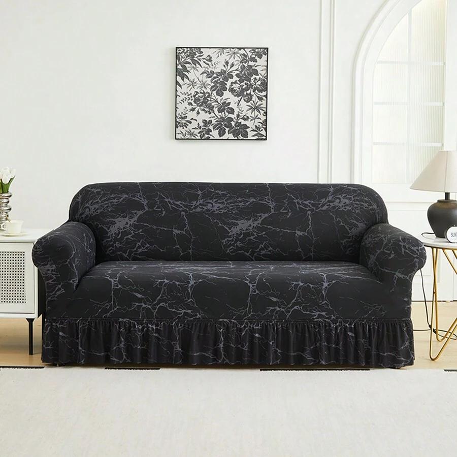 Stretch Printed Sofa Slipcover With Skirt Furniture Protector For Living Room Bedroom Home Decor