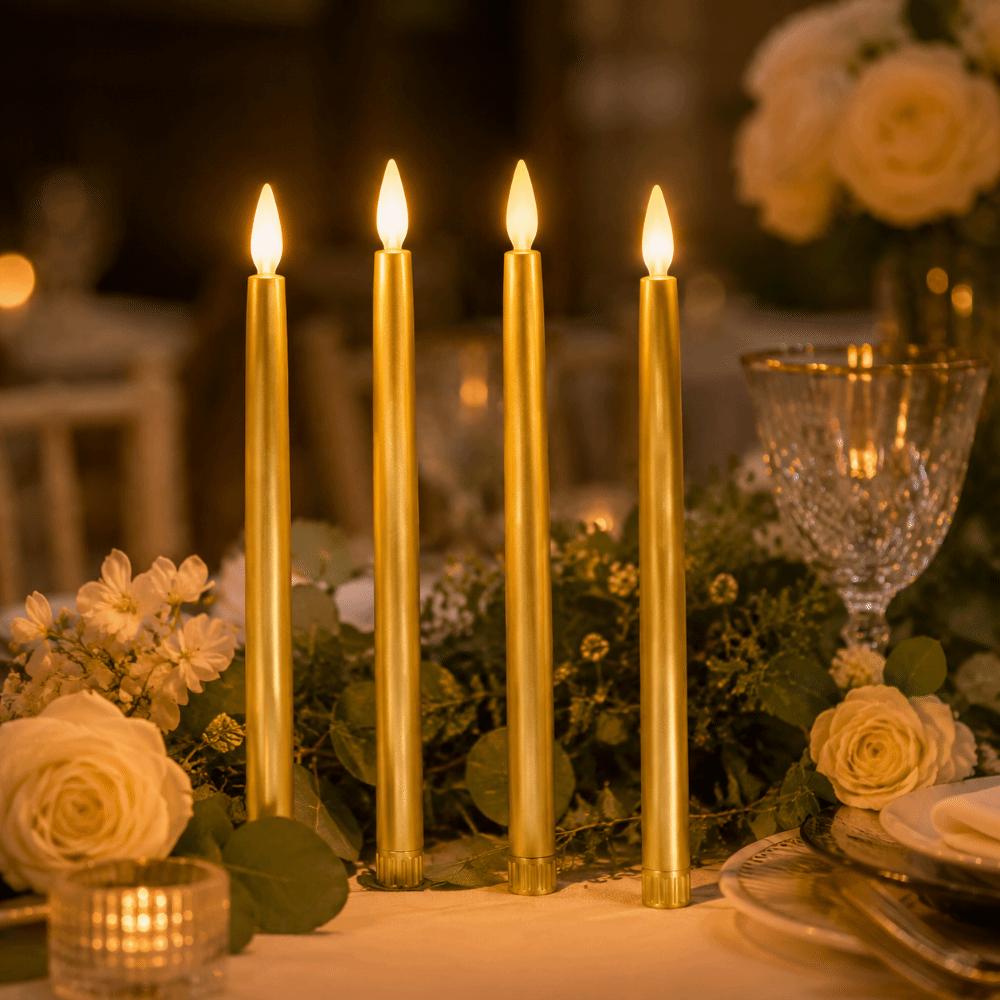 4 Pcs Warm Light Taper Candles Flameless LED Candle Sticks LED Taper Candles Halloween Decor