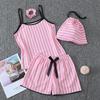 Parent-Child Matching Cotton Pajamas Set - Women's Tank Top & Shorts with Children's 7-Piece Homewear.