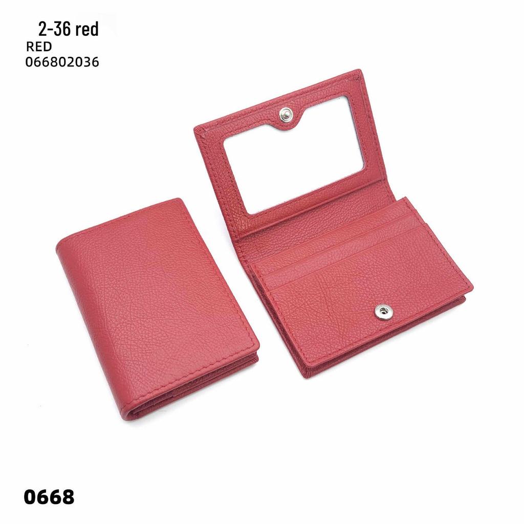 Premium Leather Card Holder: Unisex Cowhide Business Case with Mirror Window, Snap Closure & Coin Purse.