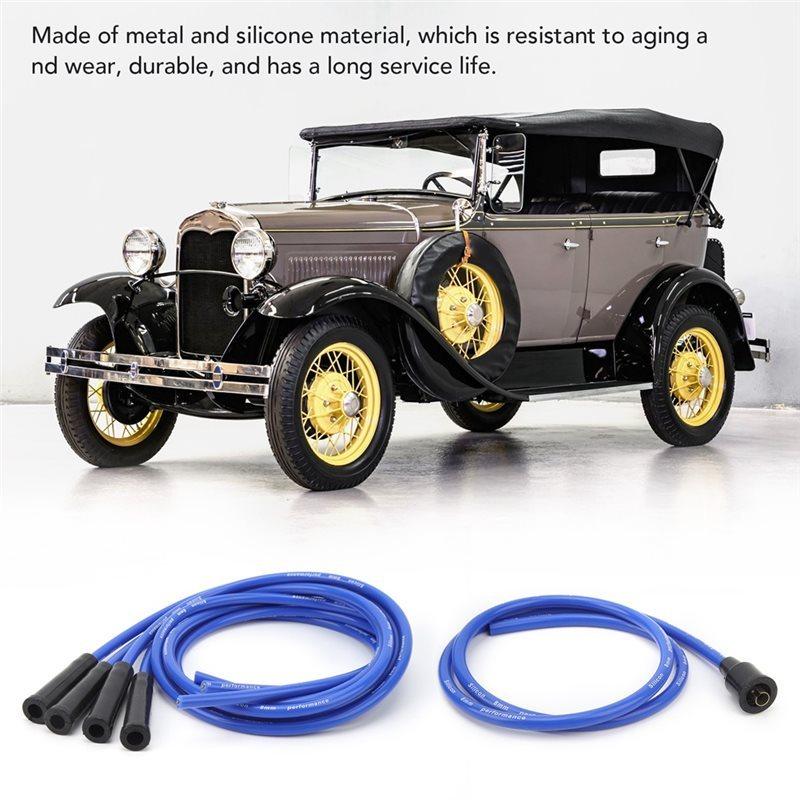 Spark Plug Wire 1 Meter Length 8Mm Ignition Wire Set For 4 Cylinder Classic Car Vehicles