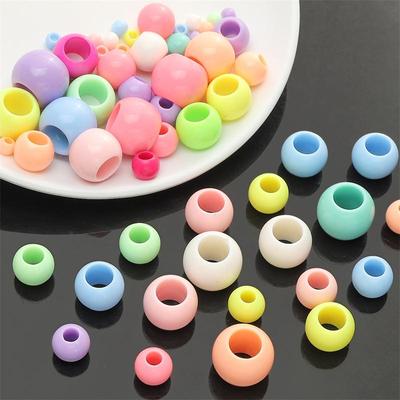 10-200pcs/bag Acrylic Ice Cream Color Large Hole Beads DIY Bracelet Necklace Earrings Jewelry Accessories