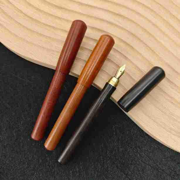 

Rosewood and Metal Fountain Pen Gift Set for Calligraphy and Business Office with Ink Absorption Ballpoint and Custom Gift Box. Ebony Fountain Pen