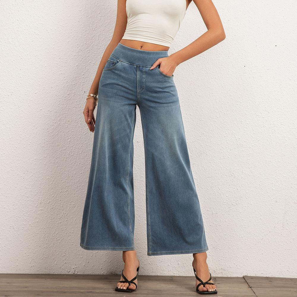 

Shascullfites Melody High Waisted Pocket Washed Casual Jeans Washed Denim Bleached Blue Pants Wide Leg Jeans Woman Stretch XS світло-синій колір