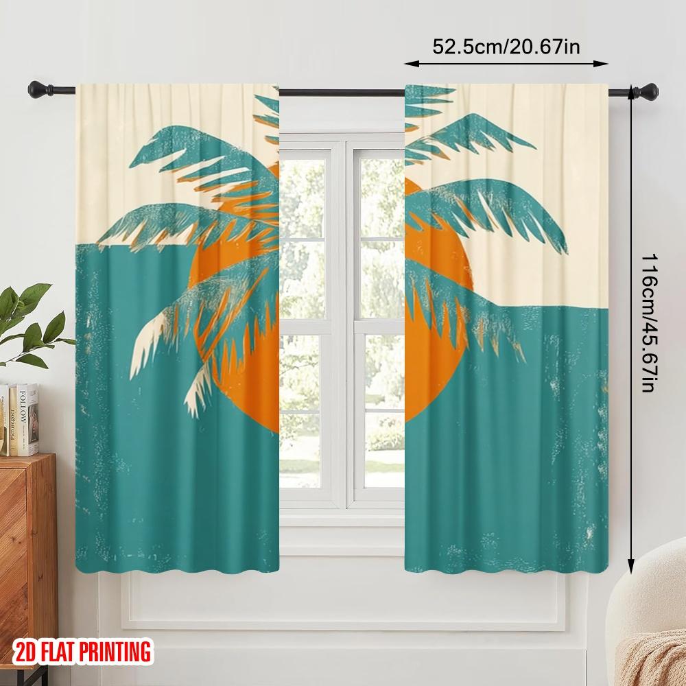 2pcs 2D flat printing Drapes a tree 100% Polyester Without Electricity 0 for Room bedroom wall decor