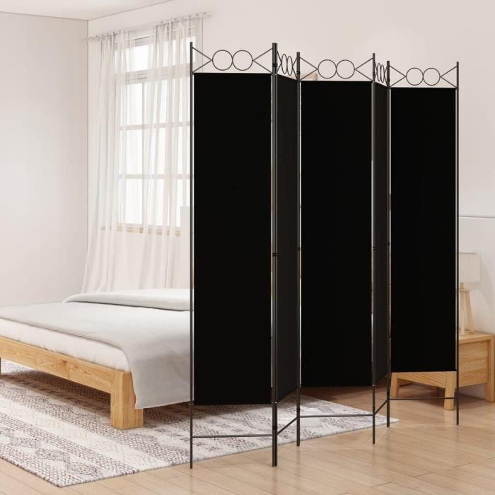 350157 vidaXL Room Divider 5 Panels Black 200x200 Cm Fabric