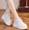 Fashion 6CM Genuine Leather Comfy Hidden Heel Block Flats Skate Board Platform Wedge Breathable Sneakers Vulcanized Chunky Shoes