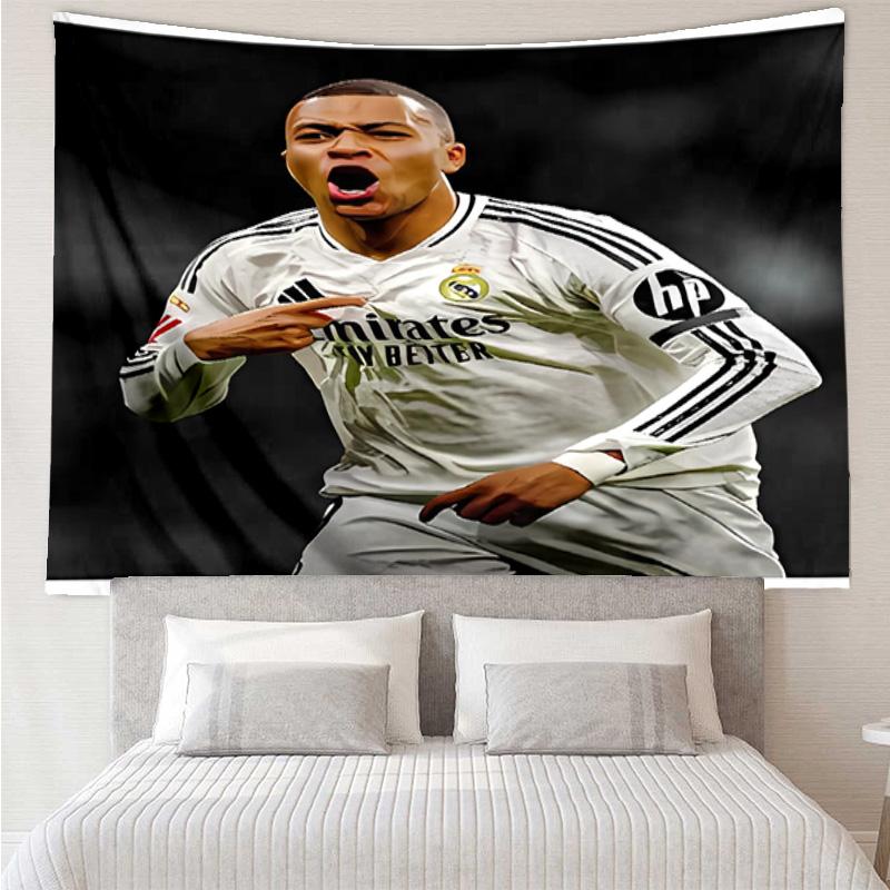 Kylian Mbappé Tapestry for Bedroom Aesthetic Classroom Tapestries Wall Hanging for Living Room Dorm Office,Ideal Creative Gift